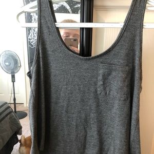 gray tank top. zip up back